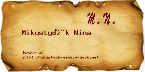 Mikustyák Nina névjegykártya